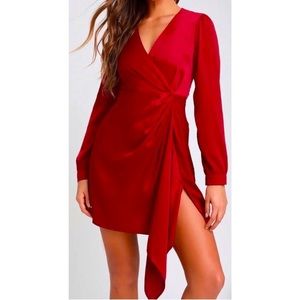 ASTR The Label Wine Red Asymmetrical Mini Dress